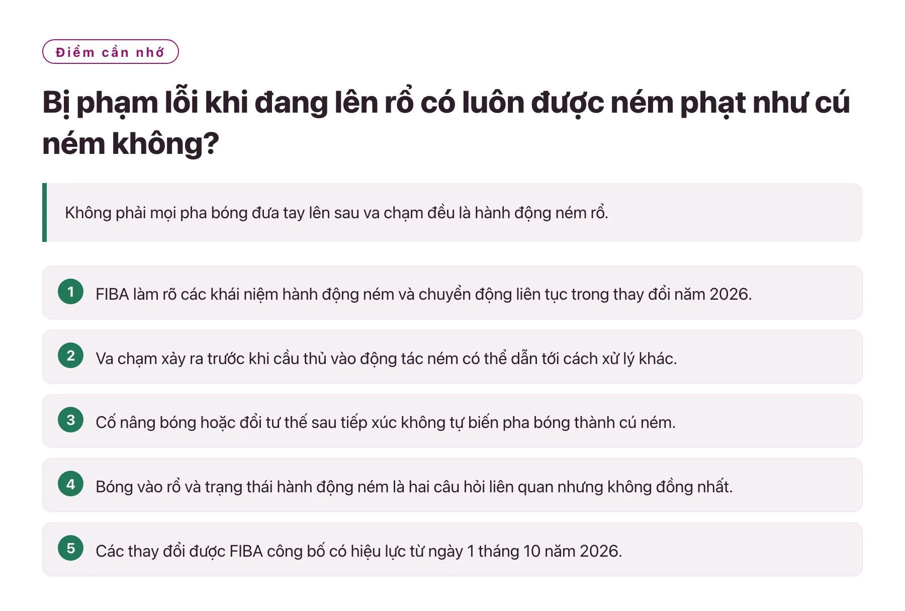 Bị phạm lỗi khi đang lên rổ có luôn được ném phạt như cú ném không?——全文要点速览